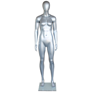 SFW51E-ST - Matte Silver Egg Head Athletic Female Mannequin