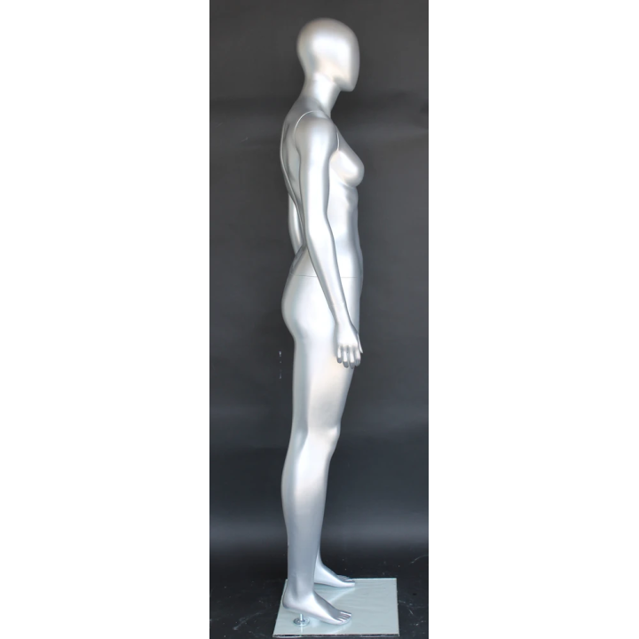 SFW51E-ST - Matte Silver Egg Head Athletic Female Mannequin