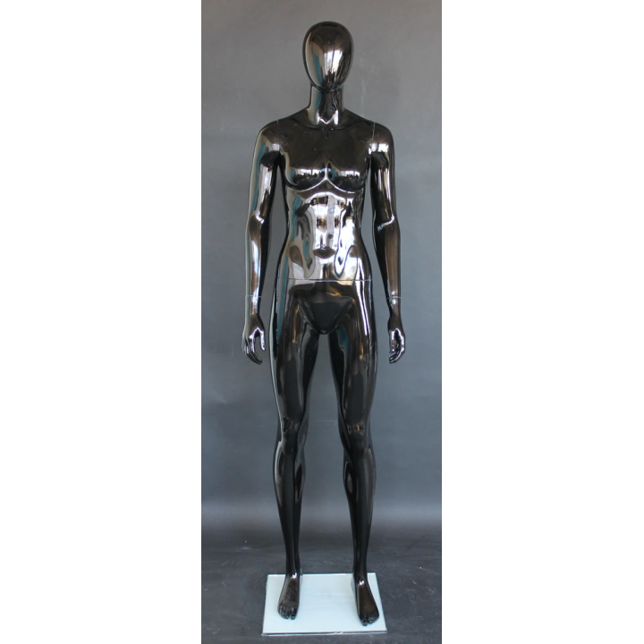 SFW51E-HB - Glossy Black Athletic Egg Head Female Mannequin