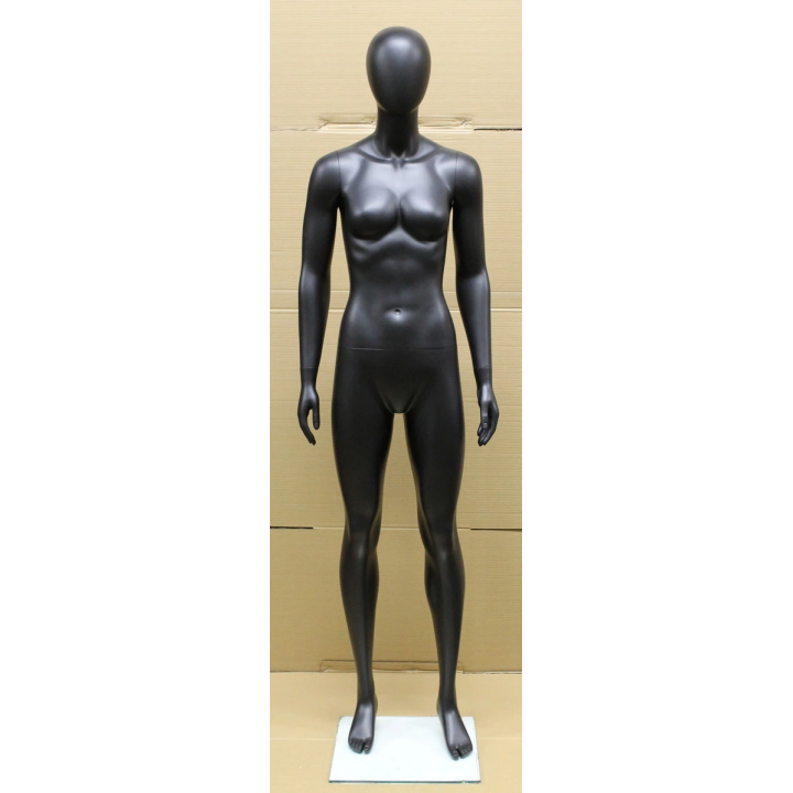 SFW51E-MB - Matte Black Athletic Egg Head Female Mannequin