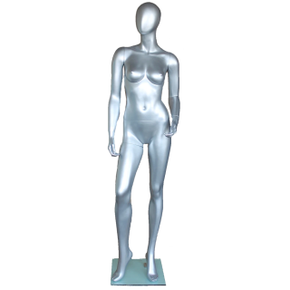 SFW43E-ST - Matte Silver Egg Head Attractive Standing Female Mannequin