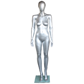 SFW45E-ST - Matte Silver Egg Head Simple Standing Female Mannequin -