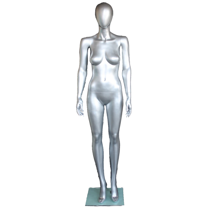 SFW45E-ST - Matte Silver Egg Head Simple Standing Female Mannequin -