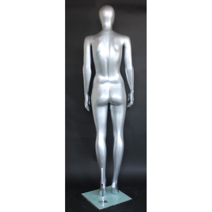 SFW45E-ST - Matte Silver Egg Head Simple Standing Female Mannequin -