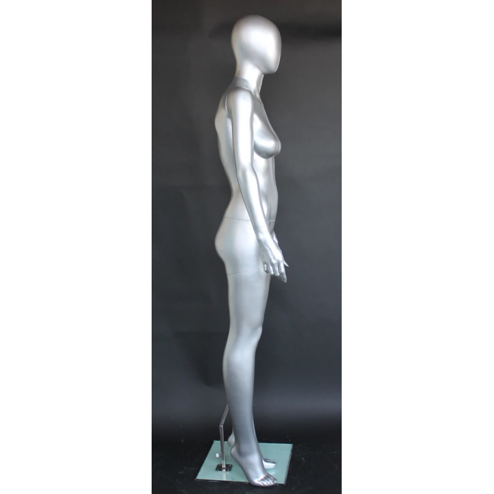 SFW45E-ST - Matte Silver Egg Head Simple Standing Female Mannequin -