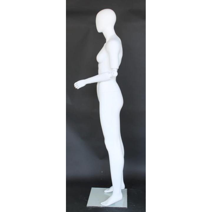 SFW38E-WT - Matte White Egg Head Female Mannequin with Bendable Arms