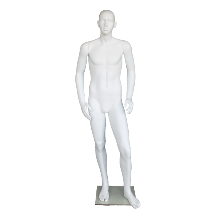 CB19-WT - 5 ft 7 in Featured Face Small Size Male Mannequin Matte White