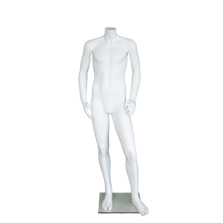 CBH19-WT - 5 ft 3in Matte White Small Size Headless Male Mannequin