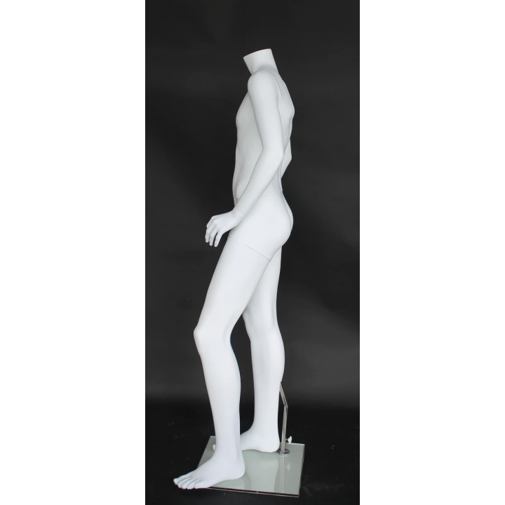 CBH19-WT - 5 ft 3in Matte White Small Size Headless Male Mannequin