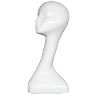 MH51-GW - 19 in Glossy White Abstract Featured Face Head Mannequin