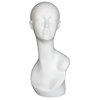 MH1-WT - 19 in Matte White Abstract Face Female Head Mannequin