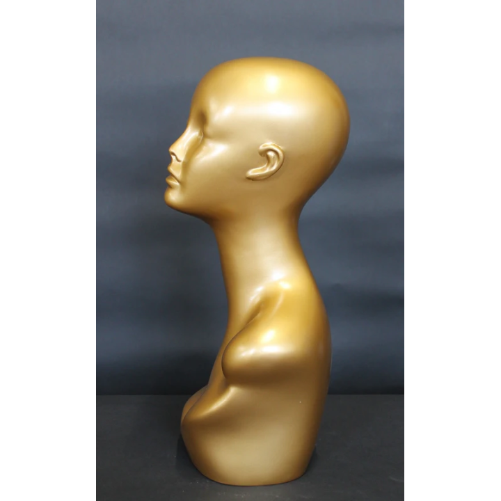 MH1-GD - 19 in Golden Colored Abstract Face Female Head Mannequin