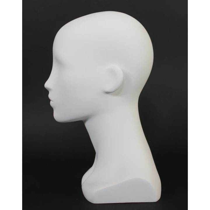MH53-WT - 13 in Matte White Abstract Featured Face Female Head Mannequin