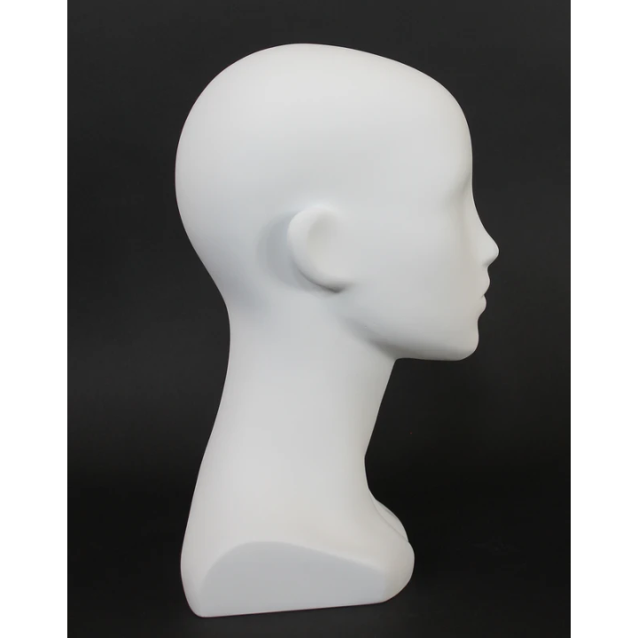 MH53-WT - 13 in Matte White Abstract Featured Face Female Head Mannequin
