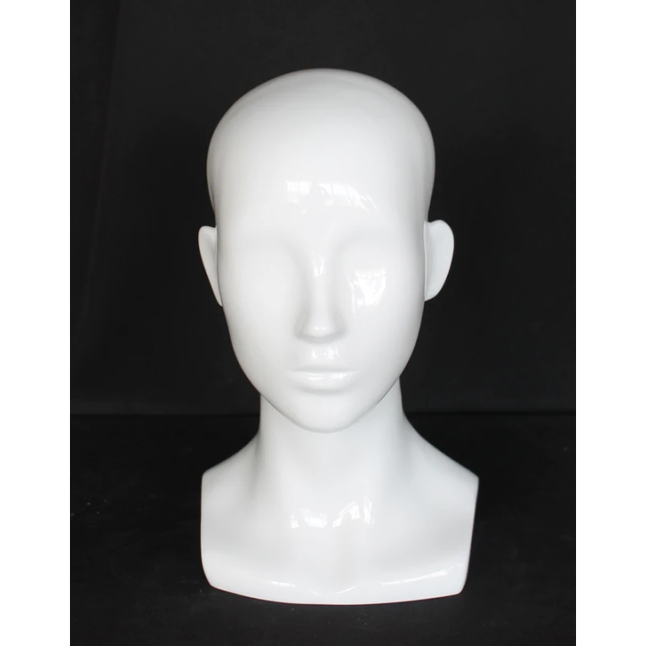MH53-GW - 13 in H Glossy White Abstract Face Female Head Mannequin