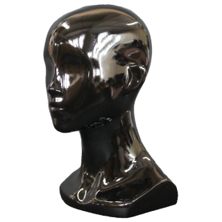 MH53-HB - 13 in H Glossy Black Abstract Face Female Head Mannequin