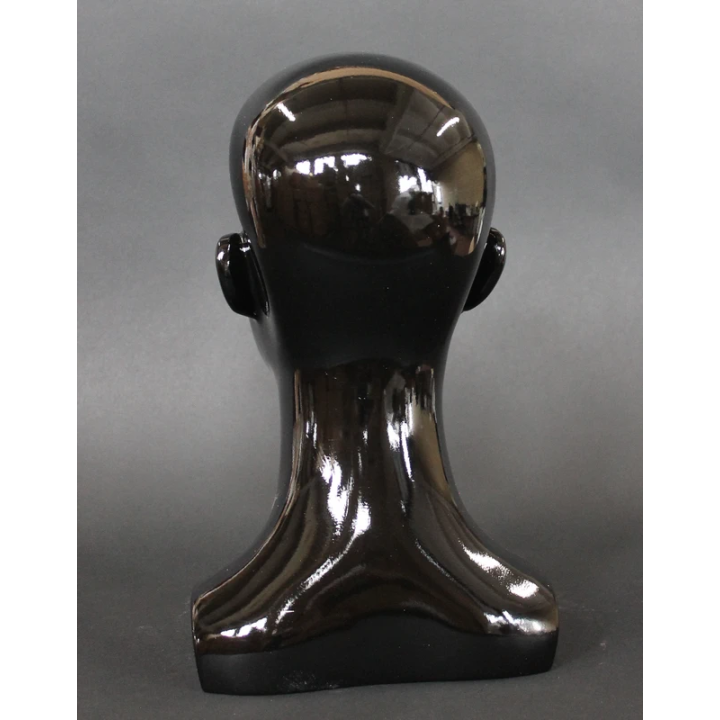 MH53-HB - 13 in H Glossy Black Abstract Face Female Head Mannequin