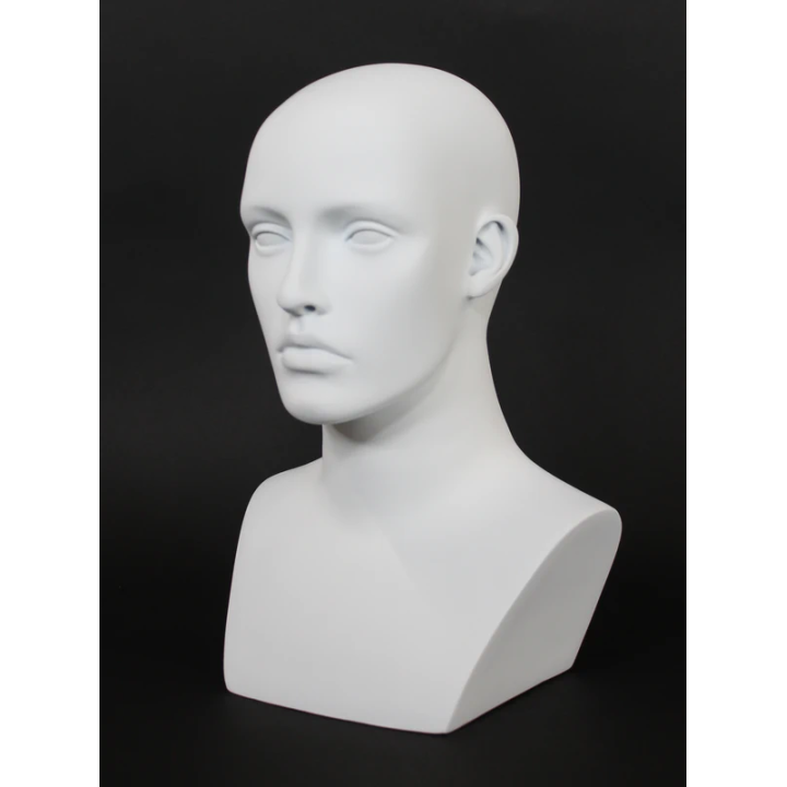 MH27-WT - 15 in H Matte White Featured Face Female Head Mannequin