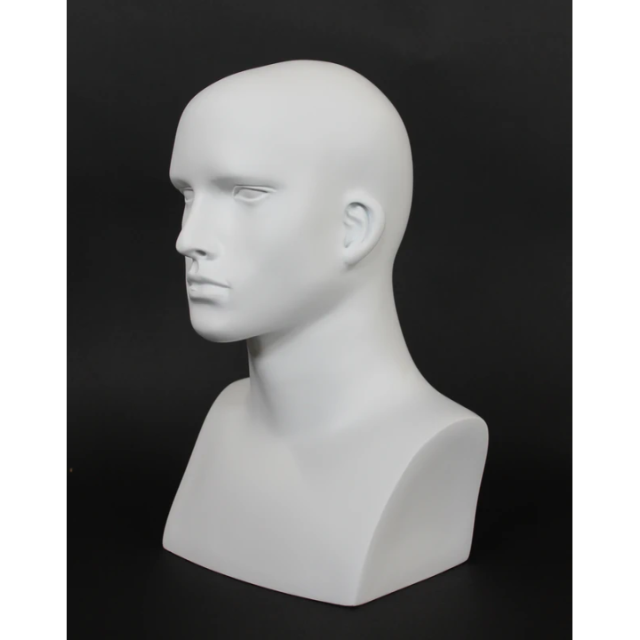 MH7-WT - 16 in Matte White Featured Face Male Head Mannequin
