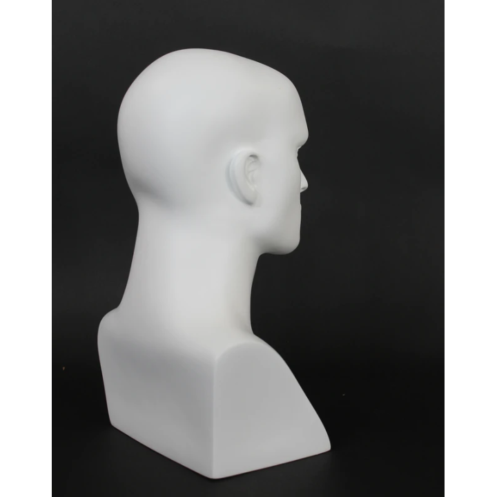 MH7-WT - 16 in Matte White Featured Face Male Head Mannequin