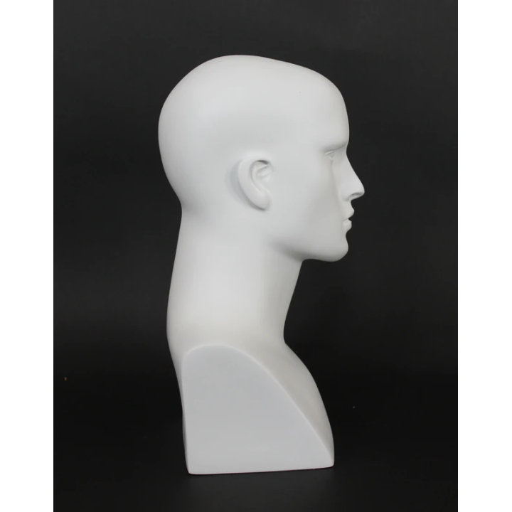 MH7-WT - 16 in Matte White Featured Face Male Head Mannequin