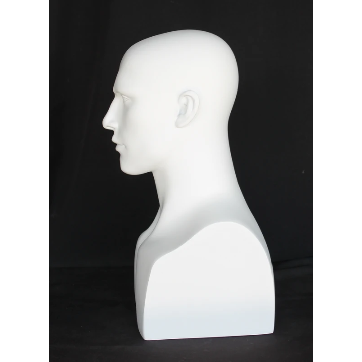 MH9-WT - 19 in Matte White Featured Face Male Head Mannequin