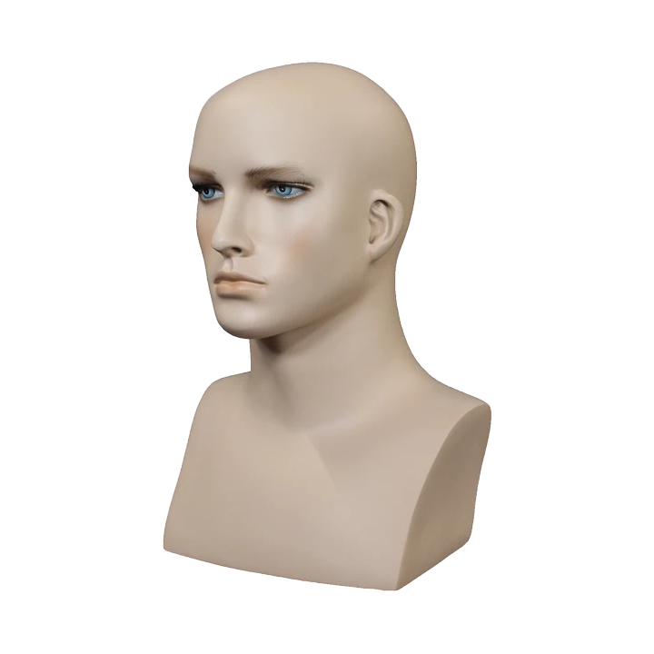 MH7-FT - 16 in Realistic Face Makeup Male Head Mannequin