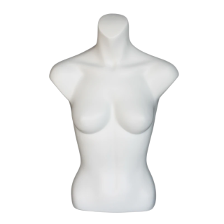 FT15-WT - 25 in Matte White Full Round Female Torso Form Mannequin