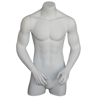 MT7-WT - 35 in White 3Q Body Male Torso With Arms Display Form mannequin