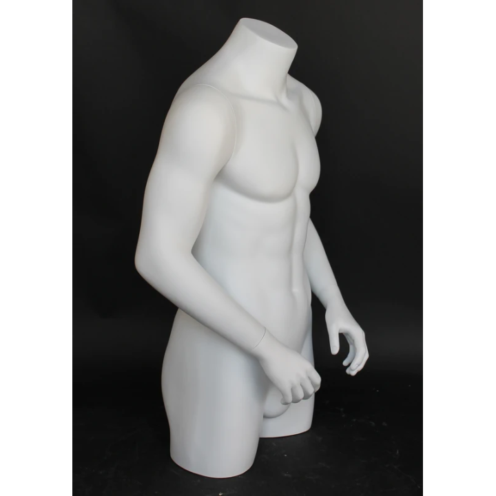 MT7-WT - 35 in White 3Q Body Male Torso With Arms Display Form mannequin