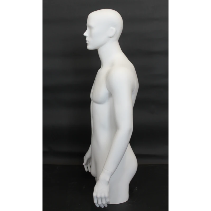 MT5E-WT - 43 in White Abstract Face Head Male 3Q Torso Mannequin With Arms