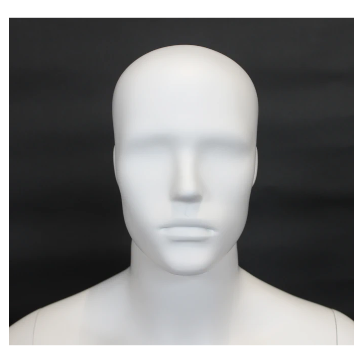 MT5E-WT - 43 in White Abstract Face Head Male 3Q Torso Mannequin With Arms