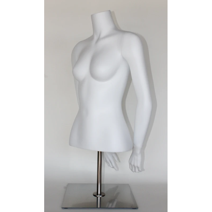 FT8-WM - 46 in Female Torso mannequin with Arms at Back and Metal Base