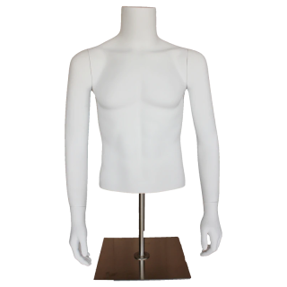 MT66-WM - 46 in Male Torso mannequin with Arms and Metal Base