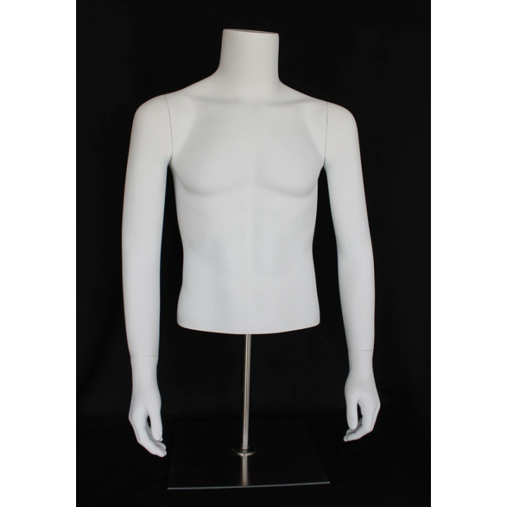 MT66-WM - 46 in Male Torso mannequin with Arms and Metal Base