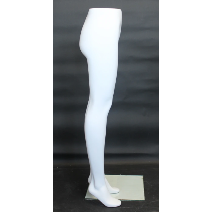 ST003-WT - 47 in Matte White Female Leg Form mannequin with Glass Base