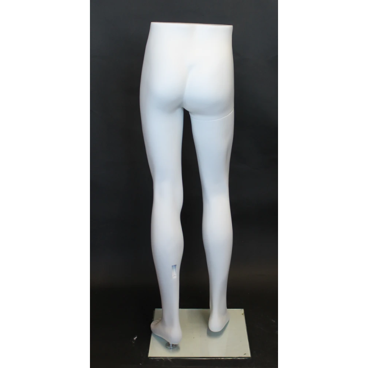 MT001-WT - 47 in Matte White Male Leg Form mannequin with glass base
