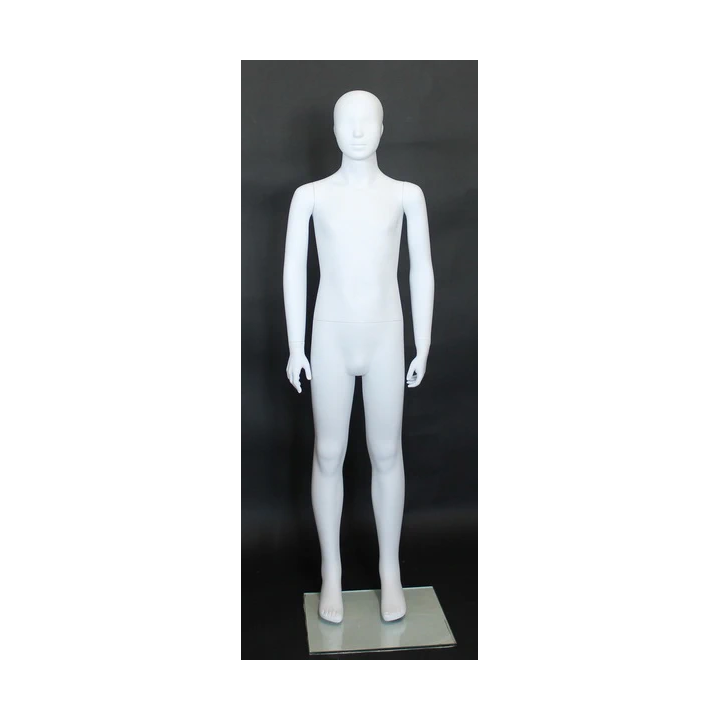 CM10-WT-Abstract Face White colored Unisex full body Child Mannequin 8-10 years