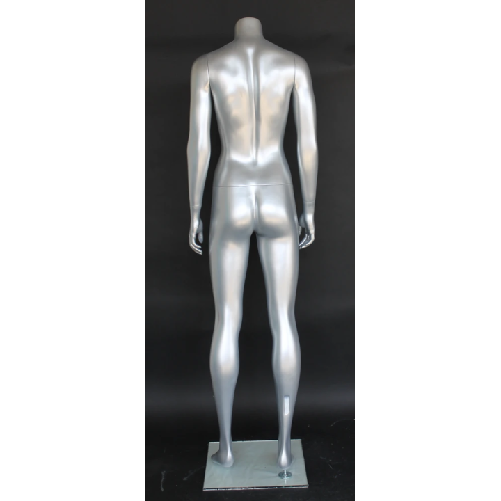 STW101-ST - Matte Silver Athletic Body Shape Headless Female Mannequin