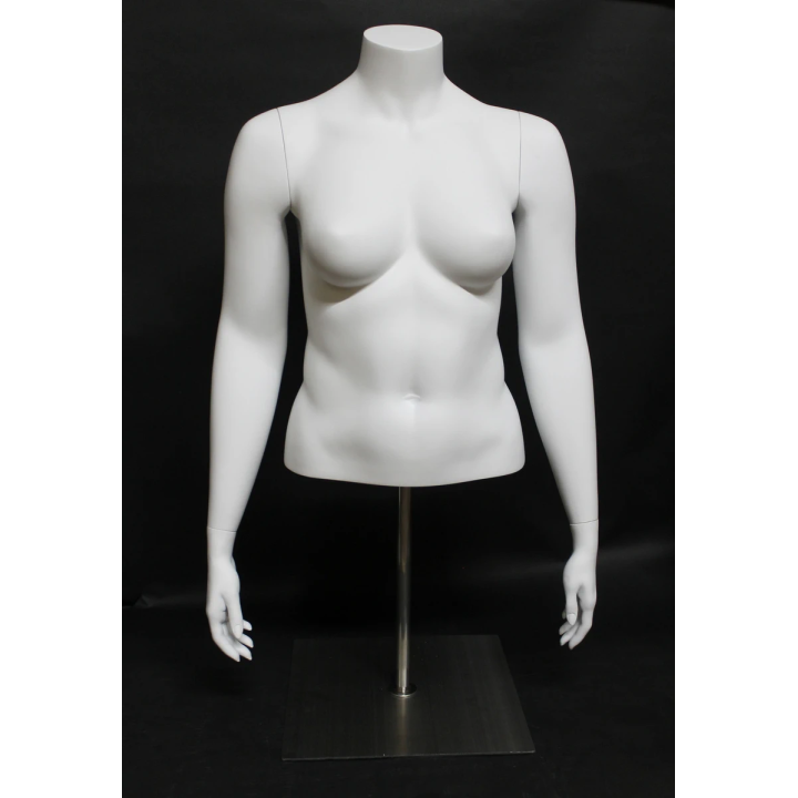 PLUS-5T-WM - 46 in Matte White PLUS Size Female Torso mannequin with Base