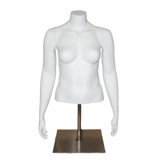 PLUS-5T-WM - 46 in Matte White PLUS Size Female Torso mannequin with Base