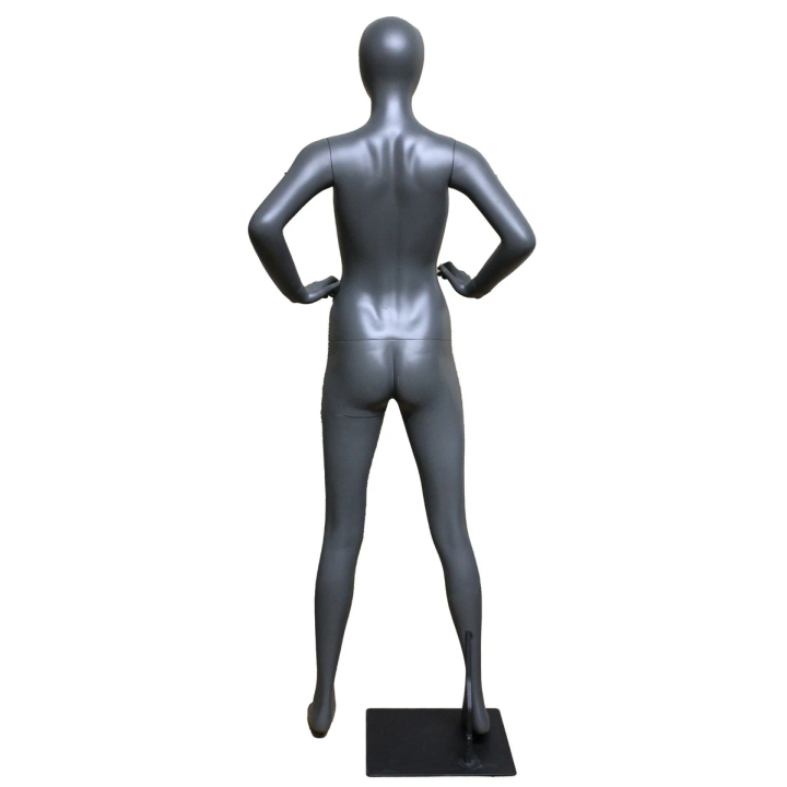 STB-5FE-DGR - Dark Grey Athletic Egg Head Female Mannequin Hand on Waist