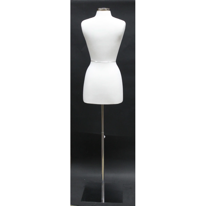 B46-WM - Size 4/6 White Jersey Female Dress form mannequin Metal Base