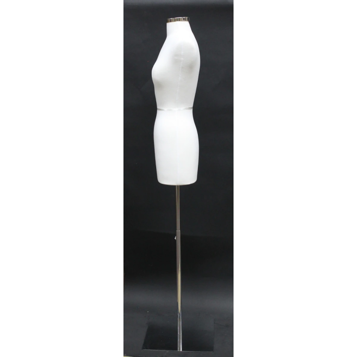 B46-WM - Size 4/6 White Jersey Female Dress form mannequin Metal Base