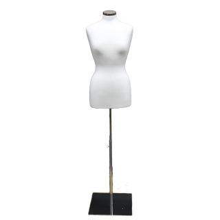B68-WM - Size 8/10 White Jersey Female Dress form mannequin Metal Base