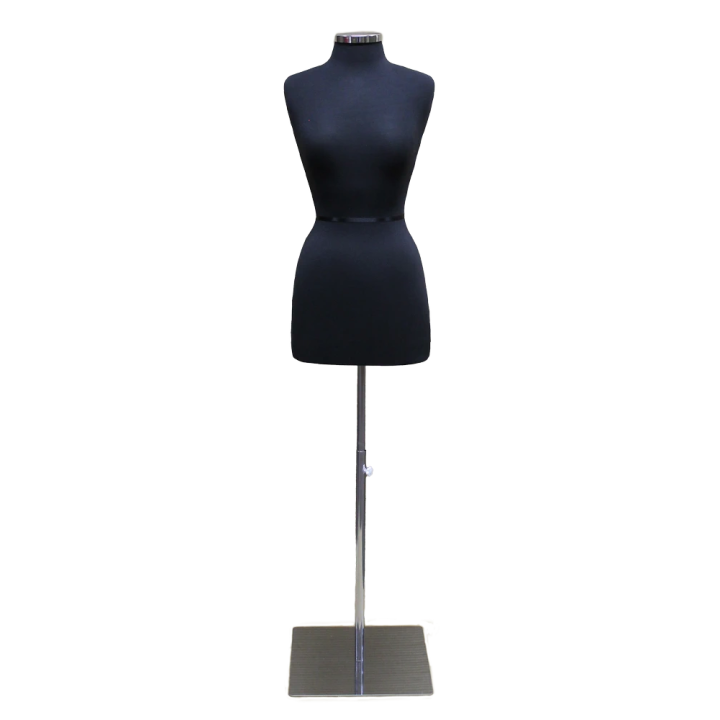B46-BM - Size 4/6 Black Jersey Female Dress form mannequin Metal Base