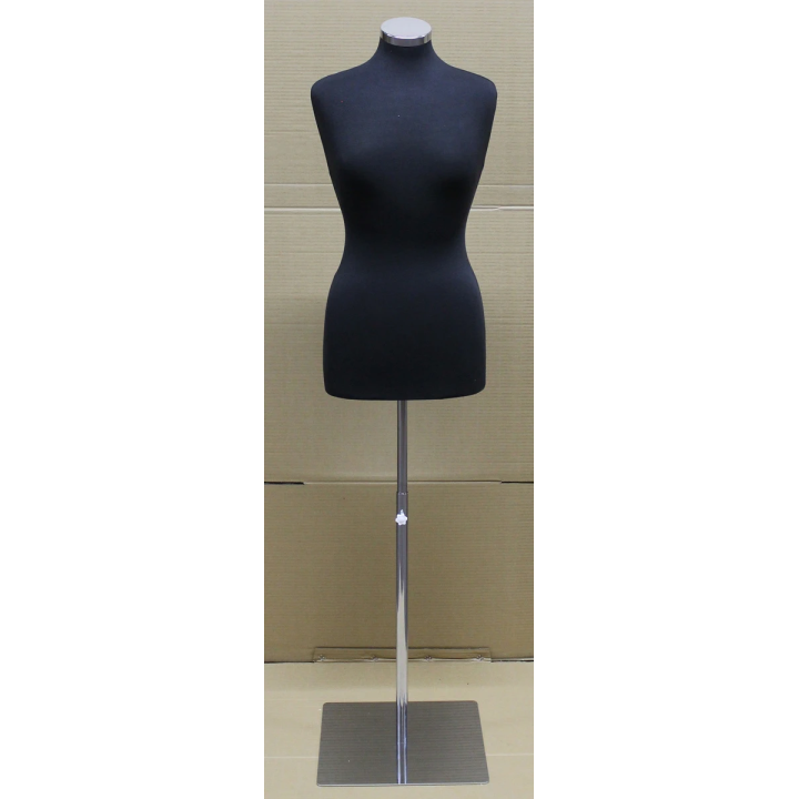 B68-BM-Size 8/10 Black Female Dress form mannequin Metal Base