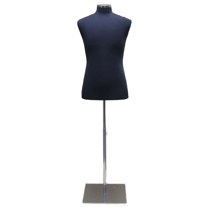MDF61-BM - Size M Black Male Dress Form Mannequin Metal Neck / Base