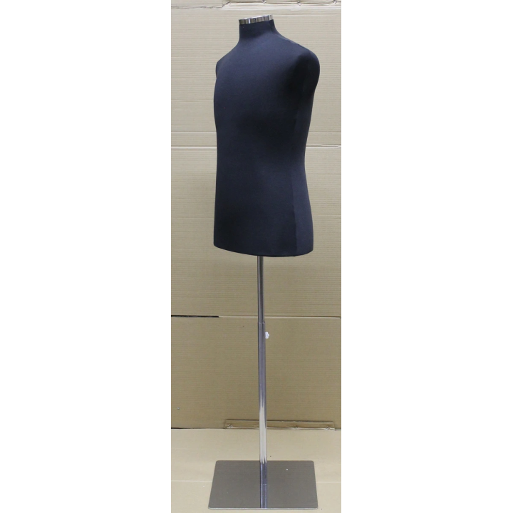 MDF61-BM - Size M Black Male Dress Form Mannequin Metal Neck / Base