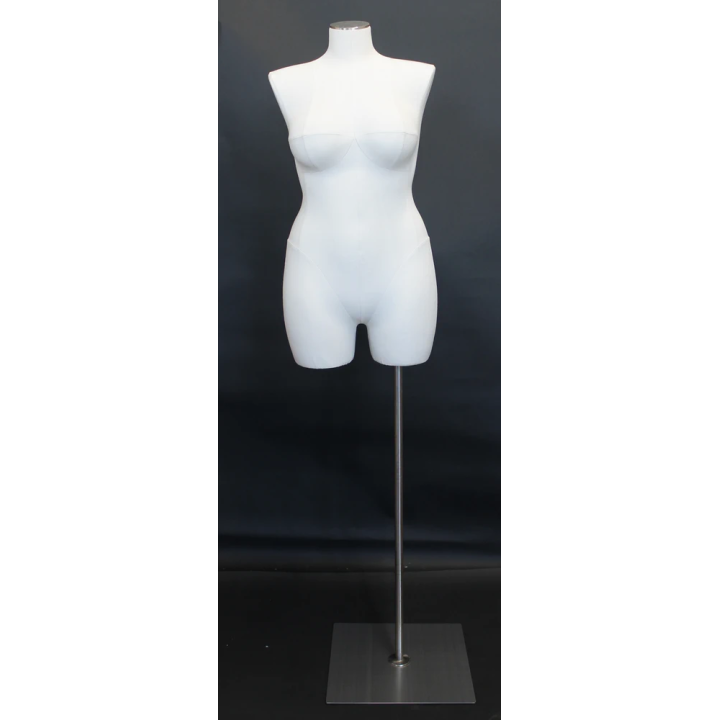 BF16-WM - Size 16/18 PLUS SIZE White Linen Female 3Q Dress form mannequin